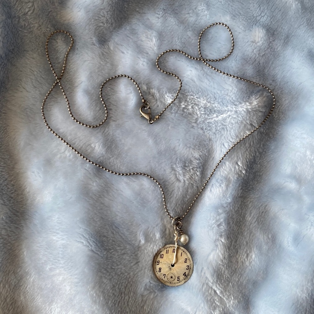 Vintage Inspired Clock Necklace